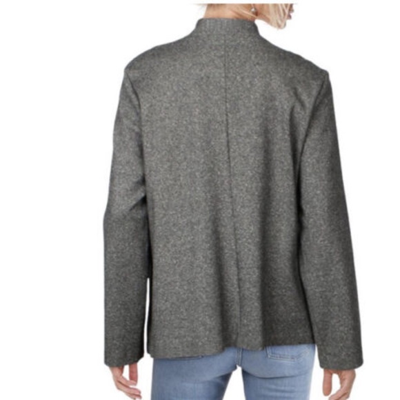 Eileen Fisher Stand Collar Charcoal Organic Cotton Blend Jacket XL - Picture 2 of 14
